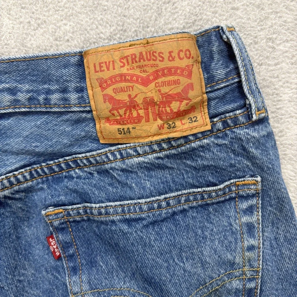 Levis 514 Jeans Men‎ 32x32 Blue Denim Pants Straight American Distressed Grunge